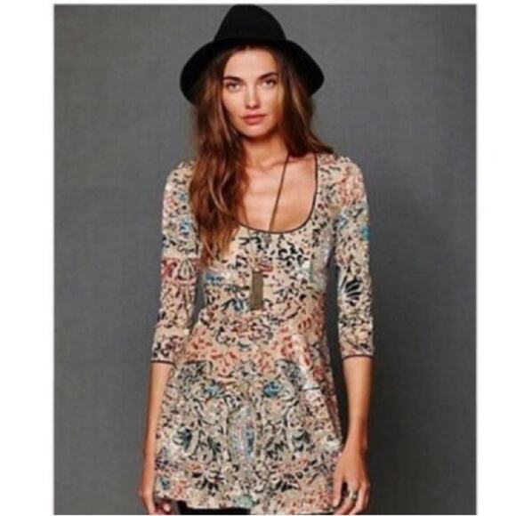 Free people velvet burnout mini dress - Picture 1 of 5